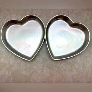 Wilton Heart-Shaped Silver Cake Pans 502-95 Set of 2 VGUC